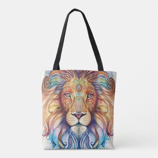 Mystieke Waterverf Lion Canvas tas (Achterkant)