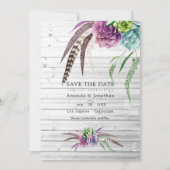 Mystieke Waterverf Succulente Bohemiaanse bruiloft Save The Date (Voorkant)