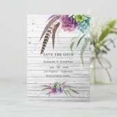 Mystieke Waterverf Succulente Bohemiaanse bruiloft Save The Date (Staand voorkant)