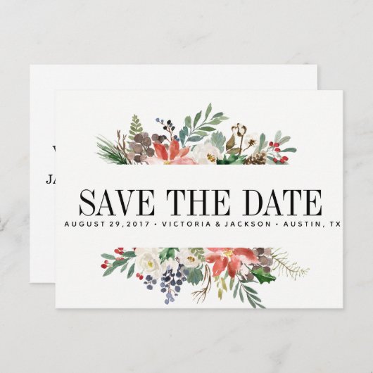 Mystieke Winter | TROUW datum reserveren Aankondigingskaart (Voorkant / Achterkant)