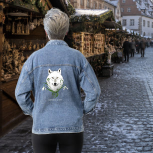 Mystieke Witte Arctische Wolf Winter Sneeuwklokje Denim Jacket