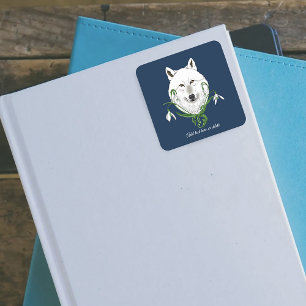 Mystieke Witte Arctische Wolf Winter Sneeuwklokje Vierkante Sticker