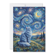 Mystieke Witte Kat en Kosmische Hemel | Fantasie