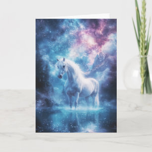 Mystieke witte paard in een kosmisch droomlandscha kaart