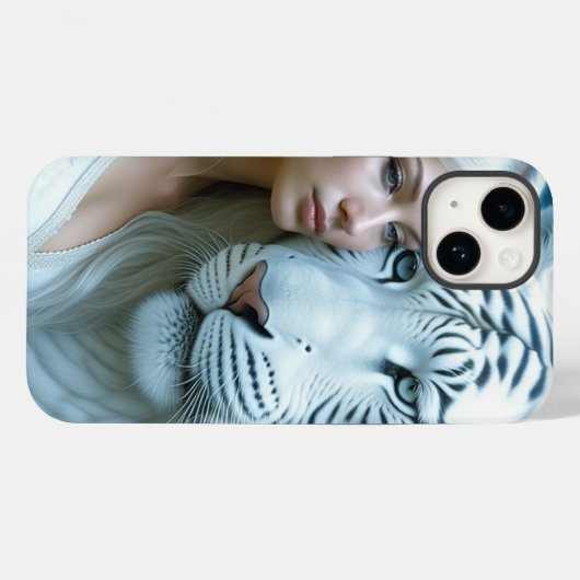 Mystieke witte tijger en vrouw Case-Mate iPhone case (Achterkant (horizontaal))