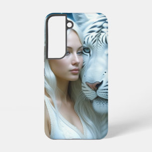 Mystieke witte tijger en vrouw samsung galaxy hoesje