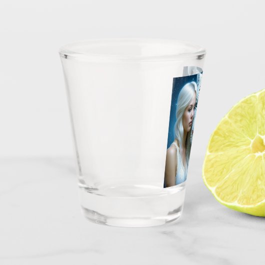 Mystieke witte tijger en vrouw shot glas (Links)