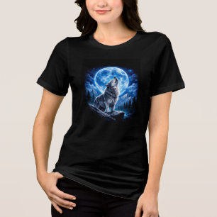 Mystieke Wolf Huilend Tri-Blend Shirt