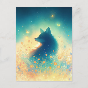 Mystieke Wolf in Zonnige Weide Briefkaart