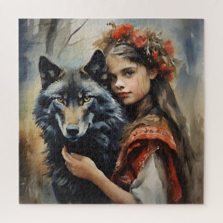 Mystieke Wolf & Slavische meisje fantasie Legpuzzel