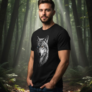 Mystieke Wolfengezicht Heterochromie Ogen Unisex T Tri-Blend Shirt