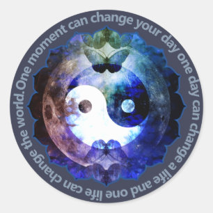 Mystieke Yin Yang, Spirituele Inspirerende Spreuk Ronde Sticker