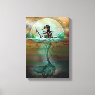 Mystieke Zee Zeemeermin Fantasy Kunst van Molly Ha Canvas Afdruk