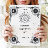Mystieke zon en maan aangepaste naam manifestatie planner