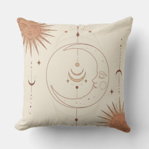 Mystieke Zon en Maan Celestiale Boho Worp Kussen