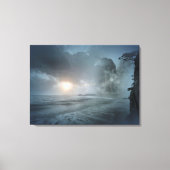 Mystieke Zonsondergang op Strand Ocean Cliff Scene Canvas Afdruk (Voorkant)