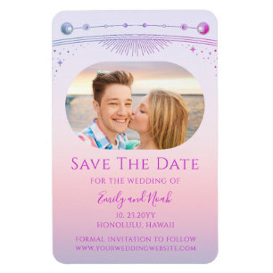 Mystieke Zonsondergang Roze Bruiloft Save The Date Magneet