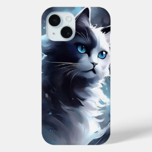 Mystieke zwart-wit kitten Waterverf Cat