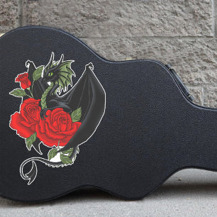 Mystieke Zwarte Draak Rode Rozen Lavendel Gotisch Sticker