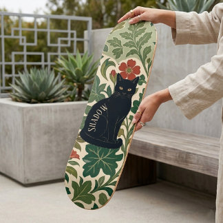 Mystieke Zwarte Kat Botanicals Groen Loof Herfst Skateboard