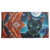 Mystieke Zwarte Kat Celestial Mandala Kussensloop (Voorkant-Rechts)