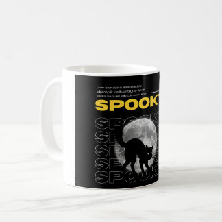 Mystieke Zwarte Kat en Maan Esthetische Halloween  Koffiemok
