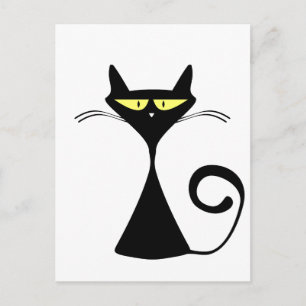 Mystieke Zwarte Kat Halloween Ansichtkaart Briefkaart