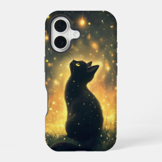 Mystieke Zwarte Kat Onder Stralende Nachtelijke He iPhone 16 Hoesje