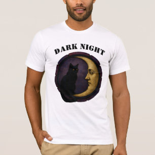 Mystieke zwarte kat op halve maan t-shirt