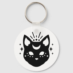 Mystieke zwarte kat sleutelhanger