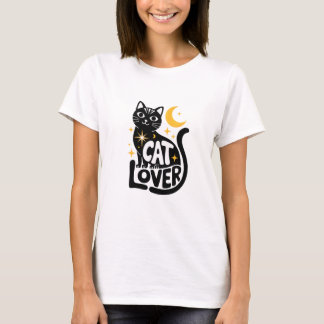 Mystieke zwarte kattenliefhebber Schattige Moon an T-shirt