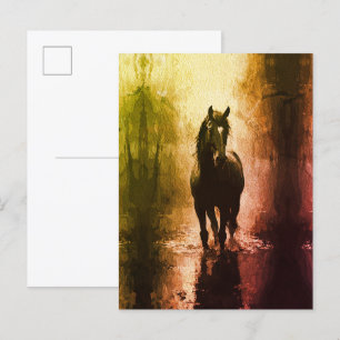 Mystieke Zwarte Paard – Donkere Fantasy Paardenspo Briefkaart