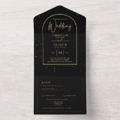 Mystique BLACK GOLD Sterrennacht Weddenschap All In One Uitnodiging (Binnen)