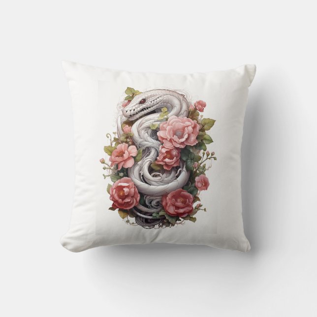 🐍 ✨ Mystique Serpent Floral Jeu Oreiller ✨ 🌹 (Recto)