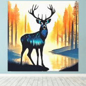 Mystisch bos hert canvas afdruk (Insitu (Houten vloer))