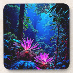 Mystisch Glanzende Jungle Bloem Design Bier Onderzetter