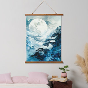 Mystisch maanverlicht berglandschap hangend wandkleed