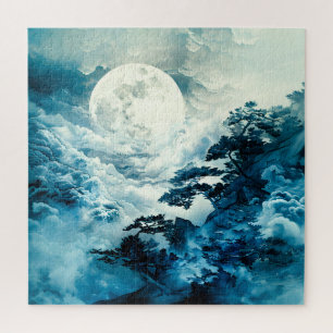 Mystisch maanverlicht berglandschap legpuzzel
