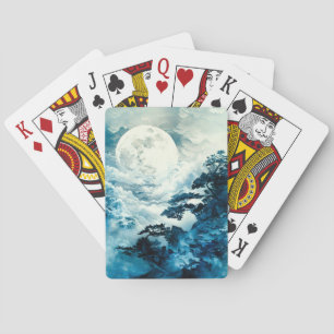 Mystisch maanverlicht berglandschap pokerkaarten