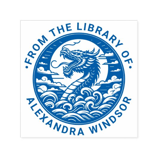 Mystische Draak Silhouet #9 Bibliotheek Boek Naam Zelfinktende Stempel (Design)