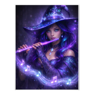 Mystische Flötenspielerin – Magische Melodie Poste Foto Afdruk