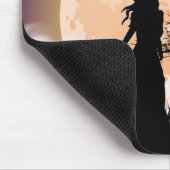 Mystische heks, zwarte kat, volle maan muismat (Hoek)