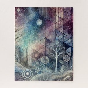 Mystische nachthemel geometrische patronen & witte legpuzzel