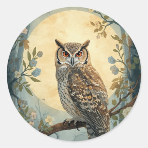 Mystische Uil Maanlicht Bos Kunst Bosuil I Ronde Sticker
