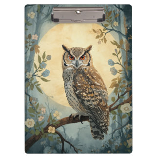 Mystische Uil Maneschijn Bos Kunst | Bosuil Klembord