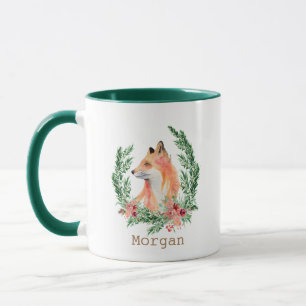 mystische vos groenblijvende krans monogram mok