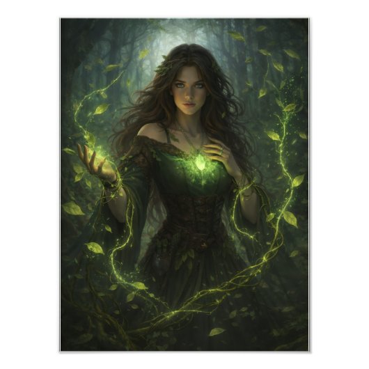 Mystische Wald-Magierin – Fantasy Natur Poster (Devant)