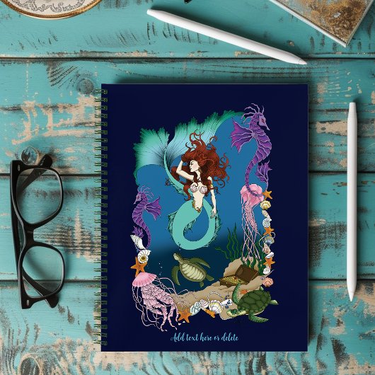 Mystische Zeemeermin Oceaan Fantasie Blauwe Zeelev Notitieboek