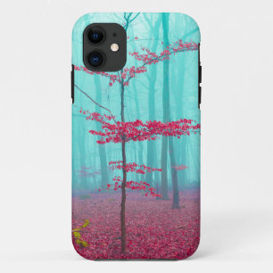 Mystitisch bos in rood en turkooise iPhone 11 hoesje
