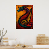 Mythic Dragon in Color Fields Expressionist Poster (Cuisine)
